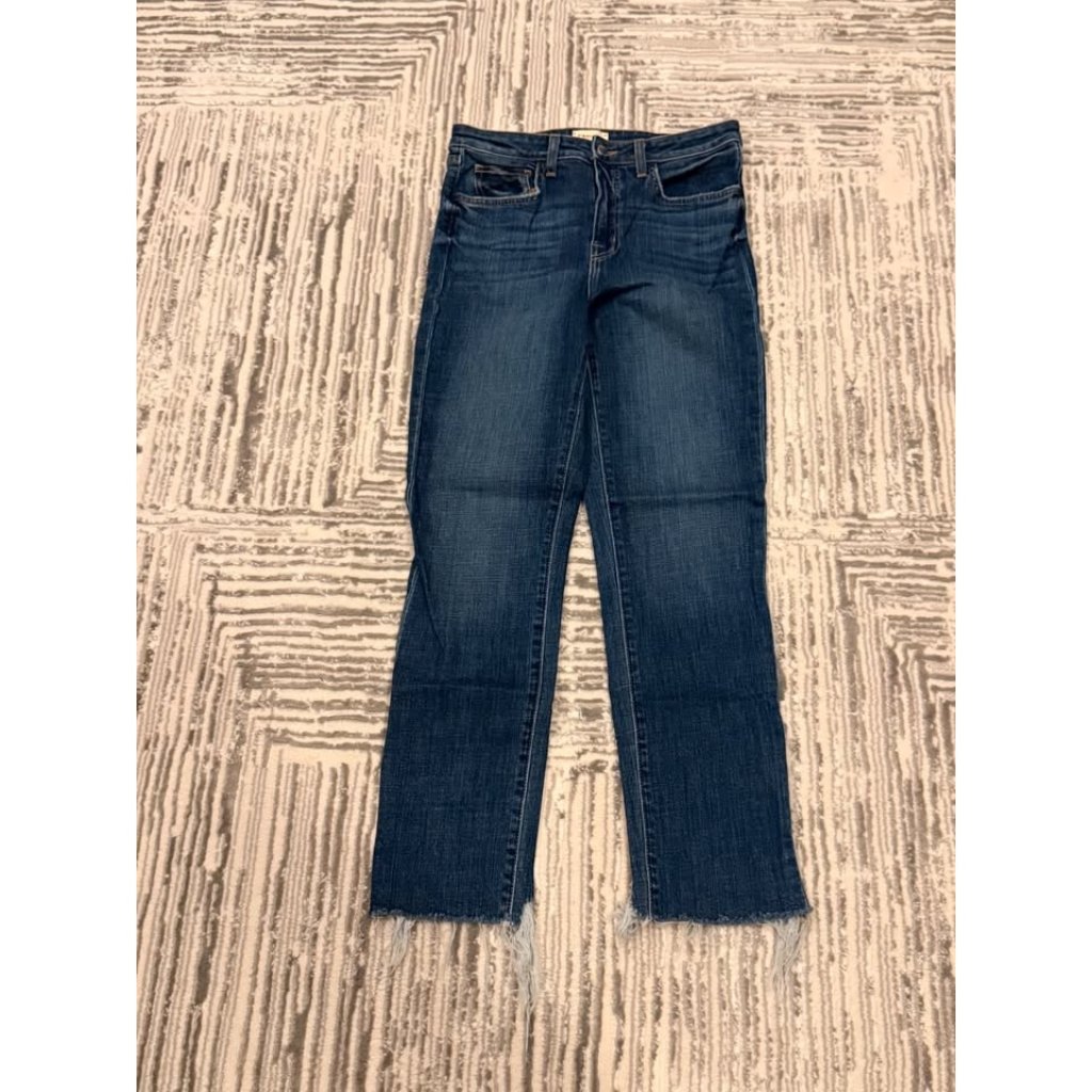 L'agence Lorelei 28" Waist Blue Denim Raw Edge Straight Leg 5-Pocket Jeans $260